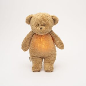 peluche sonore en coton biologique ourson cappuccino